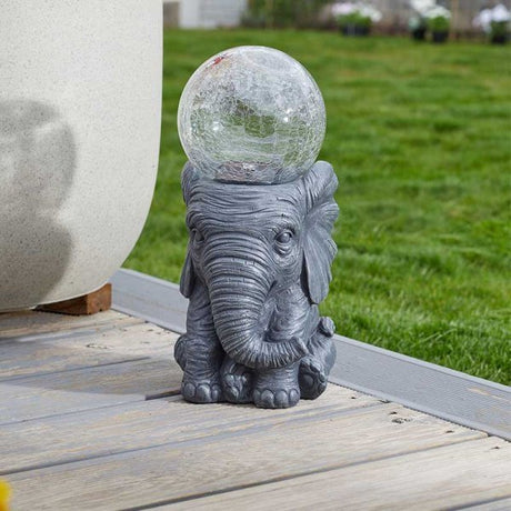 Elephant Orb Solar Light 35cm - GARDEN ORNAMENTS INCL SOLAR - Beattys of Loughrea