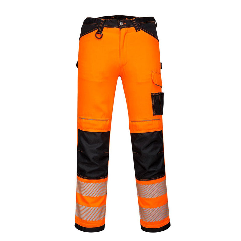 Portwest PW340 Hi-Vis Work Trouser Orange/Black 36" - WORK/ SKI TROUSERS - Beattys of Loughrea