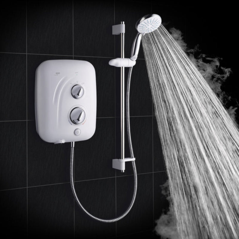 Mira Elite SE Tank Fed Pumped Electric Shower - 9.8kw White & Chrome BS2020 - ELECTRIC SHOWER - Beattys of Loughrea