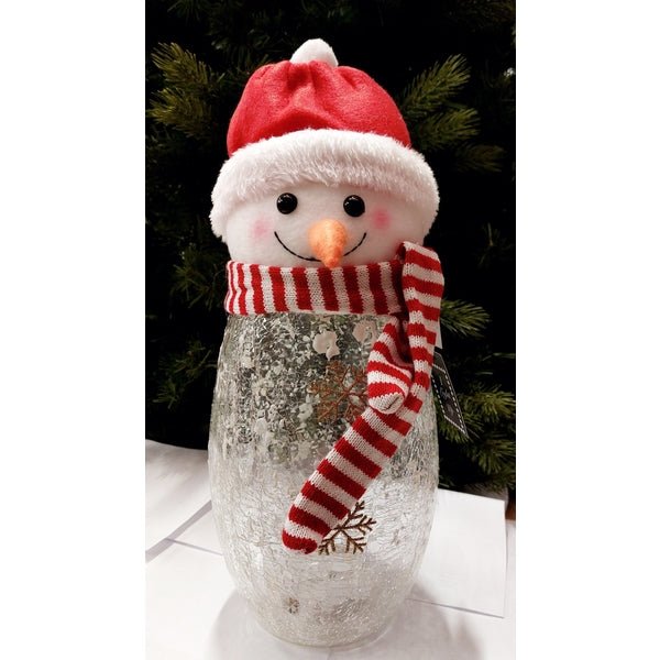 Led Crackle Snowman 38Cm - XMAS ROOM DECORATION LARGE AND LIGHT UP - Beattys of Loughrea