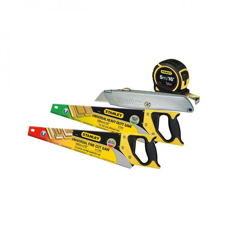 Stanley Twin Saw Pack with Knife & Measuring Tape - TOOL SETS/ SOCKET SETS - Beattys of Loughrea