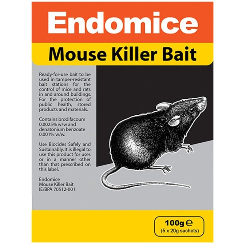 Endomice Mouse Bait 100g Box (5 x 20grm) - VERMIN BAIT/TRAP/FLY SPRAY - Beattys of Loughrea