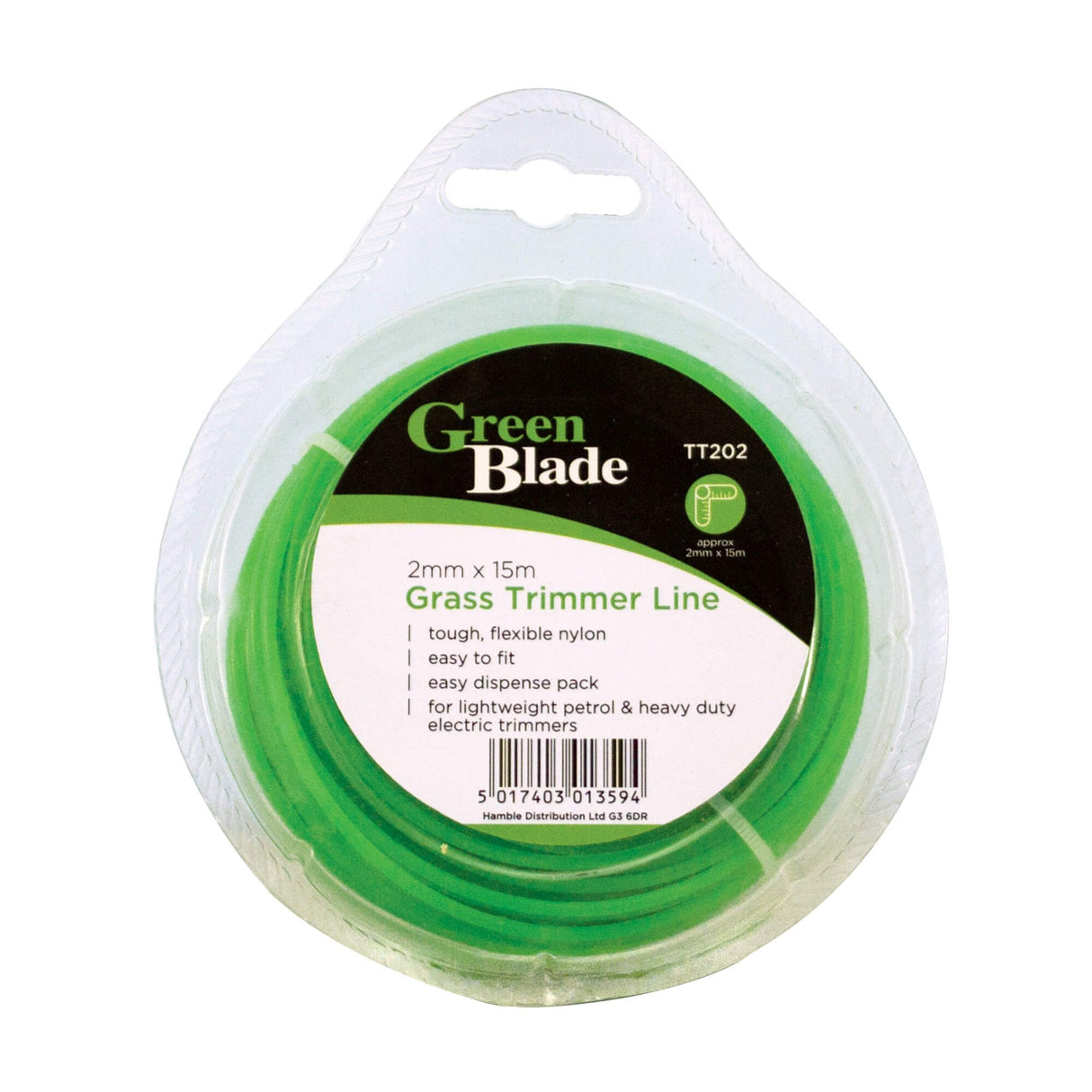 Green Blade 15m x 2mm Strimmer Trimmer Round Nylon - LAWNMOWER /STRIMMER PARTS - Beattys of Loughrea