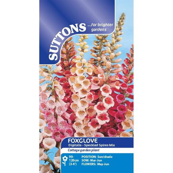 Suttons Foxglove Digitalis Speckled Spires Mix 113886 - SEED VEG & FLOWER - Beattys of Loughrea