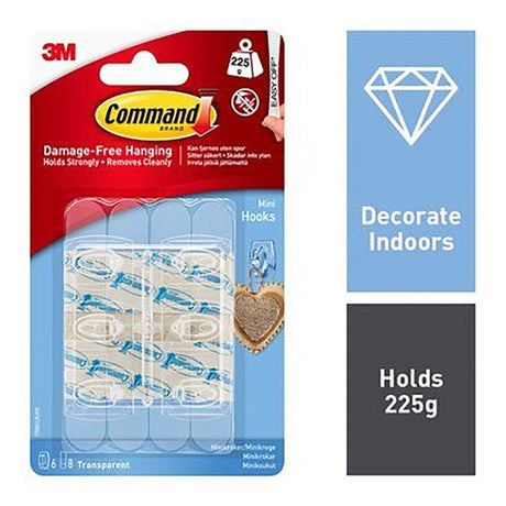 Command 3M 17006 Clear Hooks - HOOKS, PLASTIC S/ADH - Beattys of Loughrea