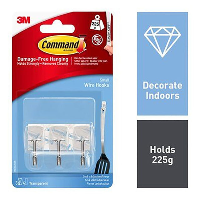 Command Clear Wire Hooks 3M17067 (Clear) - HOOKS, PLASTIC S/ADH - Beattys of Loughrea