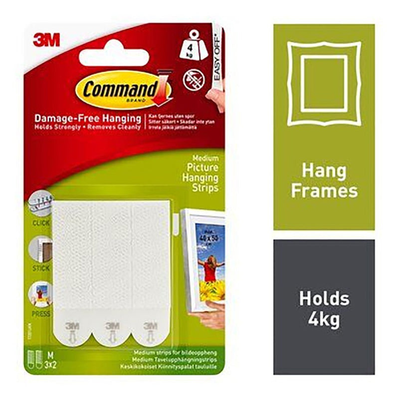 Command Med Picture Hanging Strips 3M17201 - HOOKS, PLASTIC S/ADH - Beattys of Loughrea