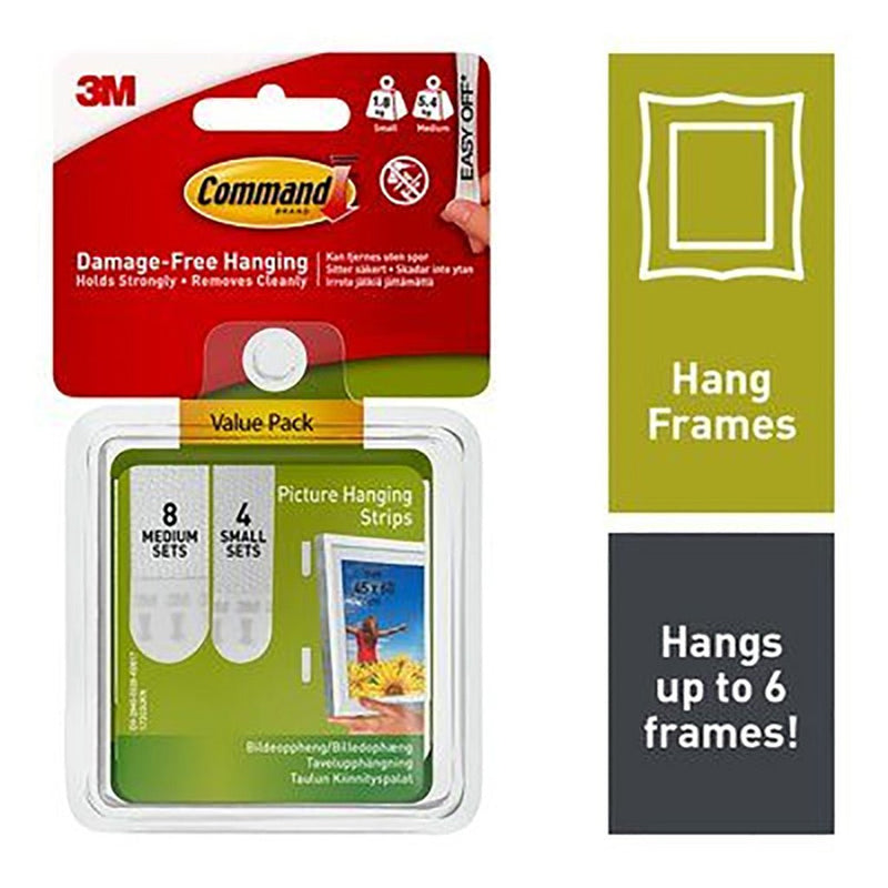 COMMAND COMBO PACK PICTURE HANGING STRIPS 3M17203COMBO - HOOKS, PLASTIC S/ADH - Beattys of Loughrea