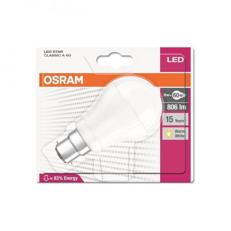 Osram LED GLS Frosted BC Light Bulb - 10W - LED BULBS - Beattys of Loughrea