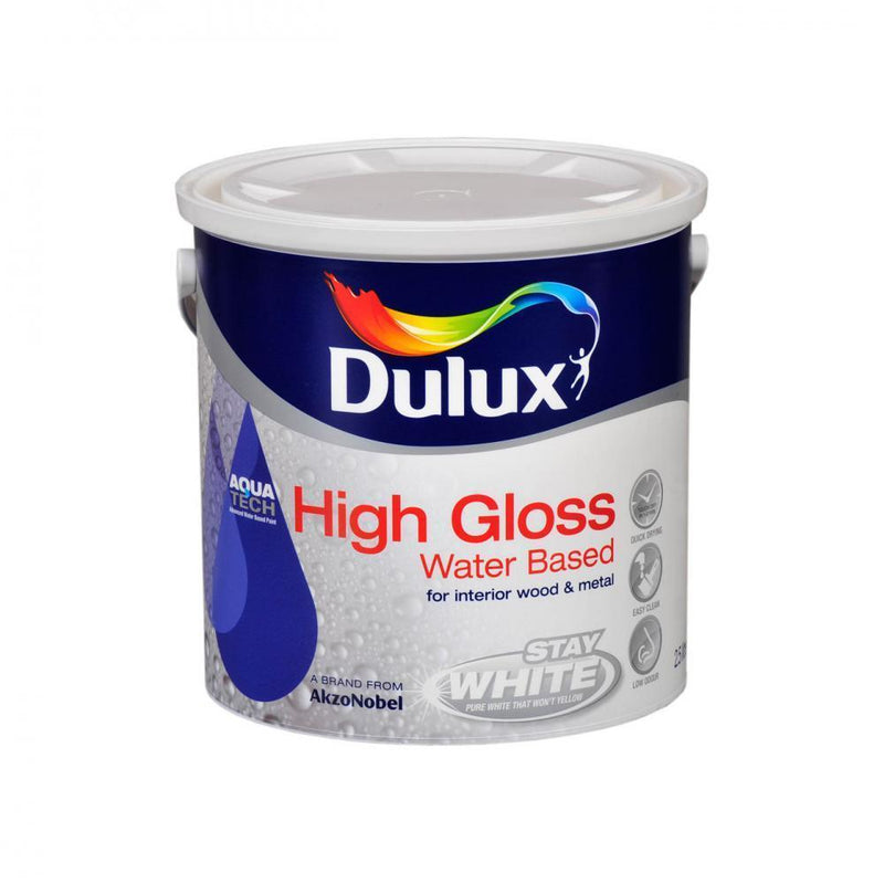 Dulux Stay White with Aquatech High Gloss Paint - 2.5 L - WHITES - Beattys of Loughrea