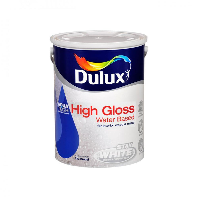 Dulux Stay White with Aquatech High Gloss Paint - 5 Lit - WHITES - Beattys of Loughrea