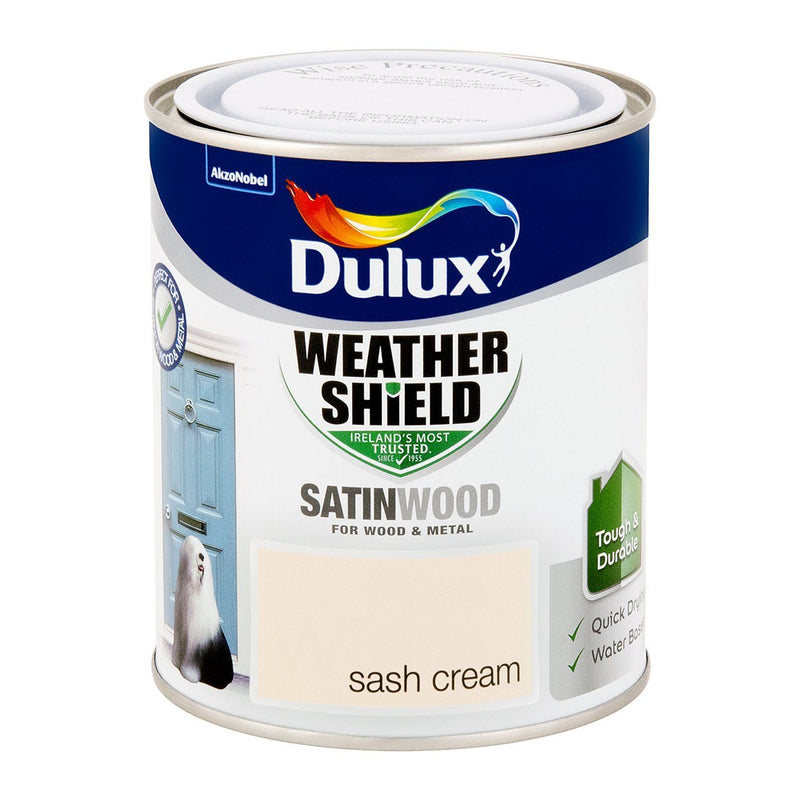 Dsw750S W/Shield Ext Satinwood Sash Cream 750Ml Dulux - EXTERIOR & WEATHERSHIELD - Beattys of Loughrea
