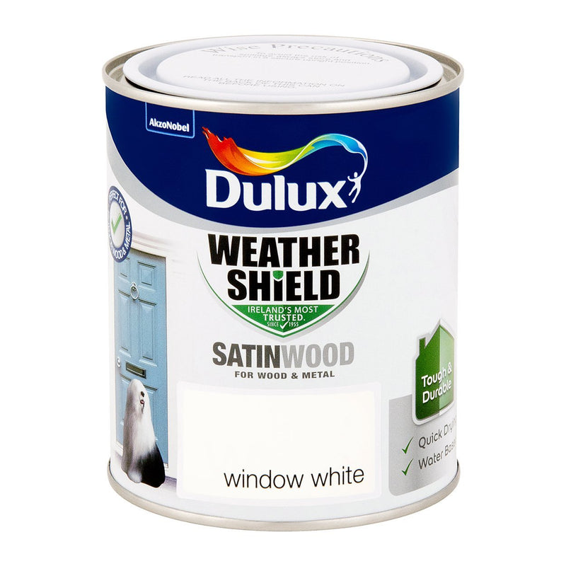 Dsw750W W/Shield Ext Satinwood Window White 750Ml Dulux - EXTERIOR & WEATHERSHIELD - Beattys of Loughrea