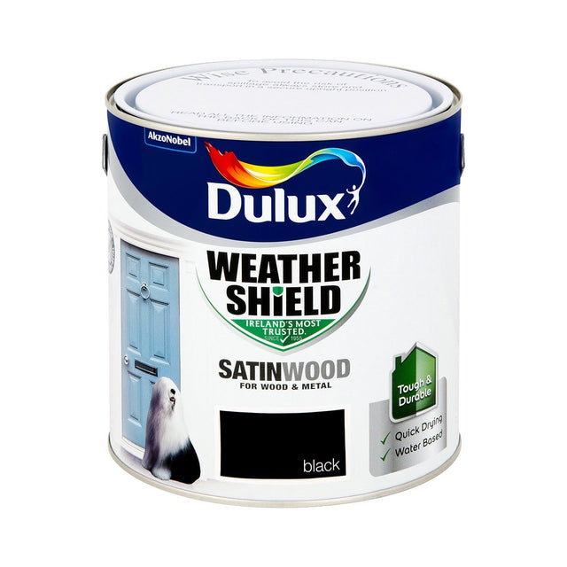 Weathershield Ext Satinwood Satin Black 2.5L Dulux - EXTERIOR & WEATHERSHIELD - Beattys of Loughrea