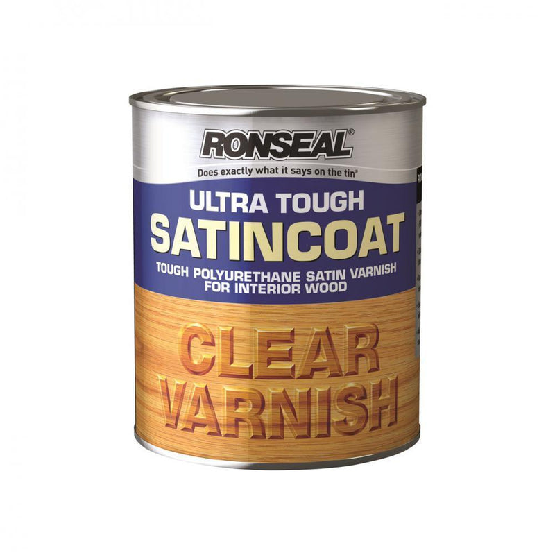 Ronseal Ultra Tough Varnish Satin - 250ml Clear - VARNISHES / WOODCARE - Beattys of Loughrea