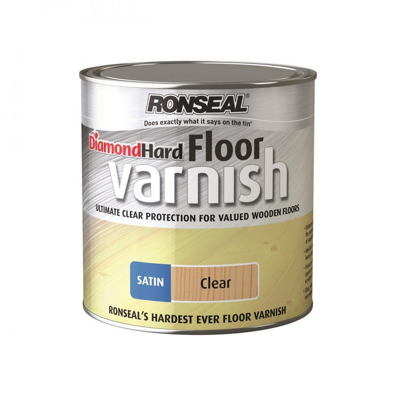 Ronseal Diamond Hard Floor Varnish Satin - 2.5 Litre Mellow - VARNISHES / WOODCARE - Beattys of Loughrea