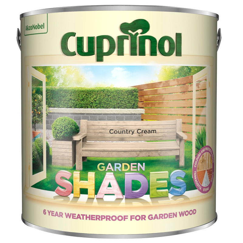 Cuprinol Garden Shades Colours Paint - 2.5 Litre Country Cream - VARNISHES / WOODCARE - Beattys of Loughrea