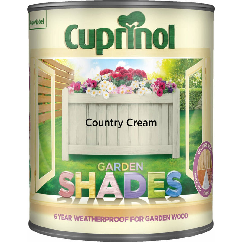 Cuprinol Garden Shades Colours Paint - 1 Litre Country Cream - VARNISHES / WOODCARE - Beattys of Loughrea