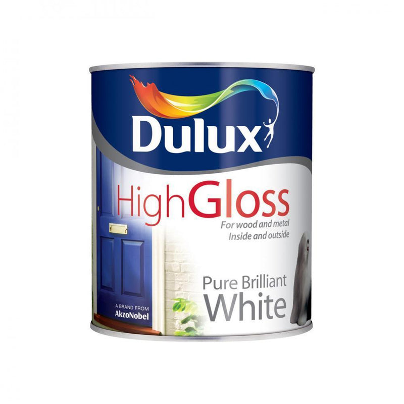 Dulux High Gloss Pure Brilliant White Paint - 750ml - WHITES - Beattys of Loughrea