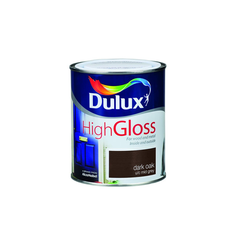 Dulux High Gloss Colour - 750ml DARK OAK - READY MIXED - OIL BASED - Beattys of Loughrea