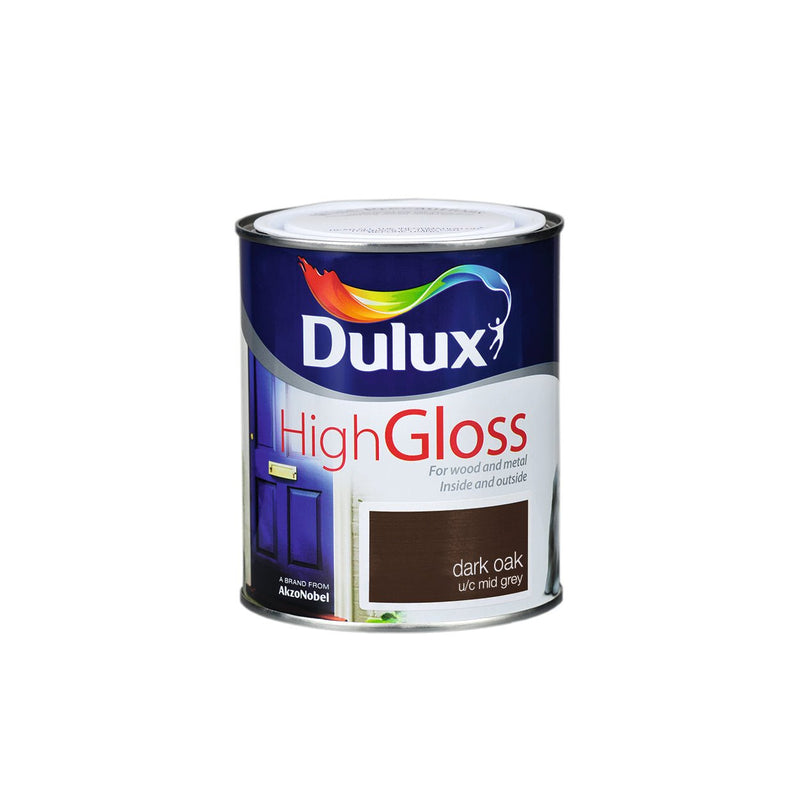 Dulux High Gloss Colour - 750ml DARK OAK - READY MIXED - OIL BASED - Beattys of Loughrea