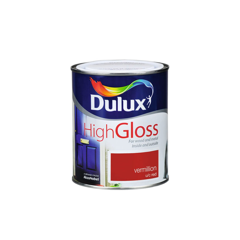 Dulux High Gloss Colour - 750ml VERMILLION - READY MIXED - OIL BASED - Beattys of Loughrea