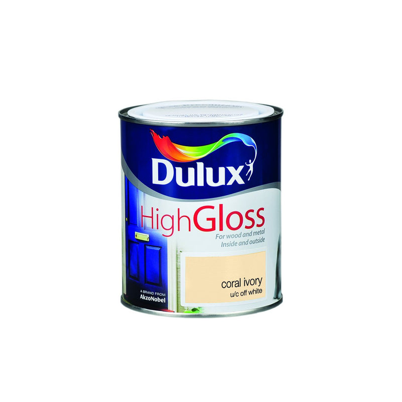 Dulux High Gloss Colour- 750ml CORAL IVORY - READY MIXED - OIL BASED - Beattys of Loughrea