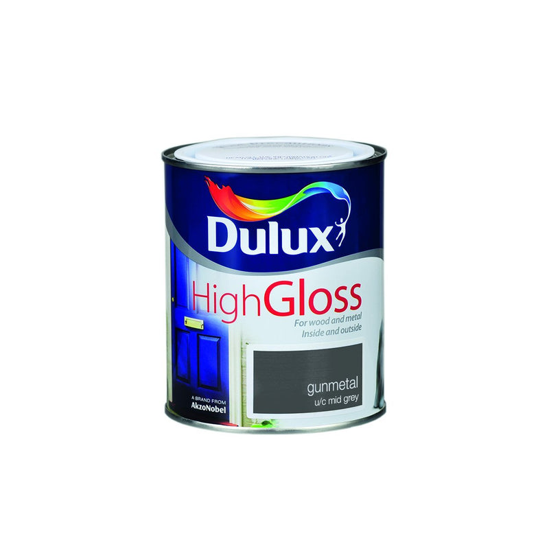 Dulux High Gloss Colour- 750ml GUNMETAL - READY MIXED - OIL BASED - Beattys of Loughrea