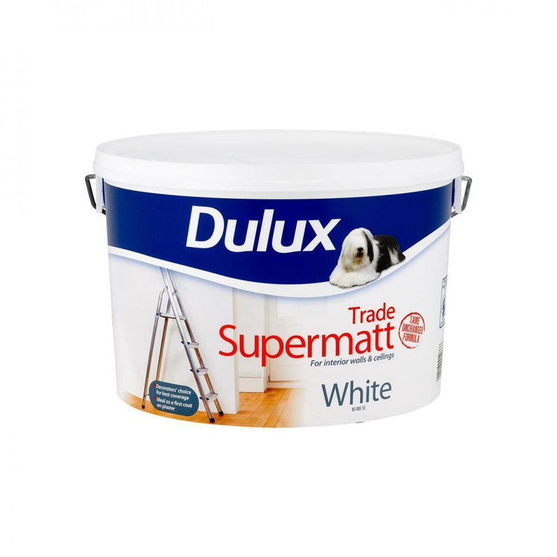 Dulux Trade Supermatt White Paint - 10 Litre - WHITES - Beattys of Loughrea