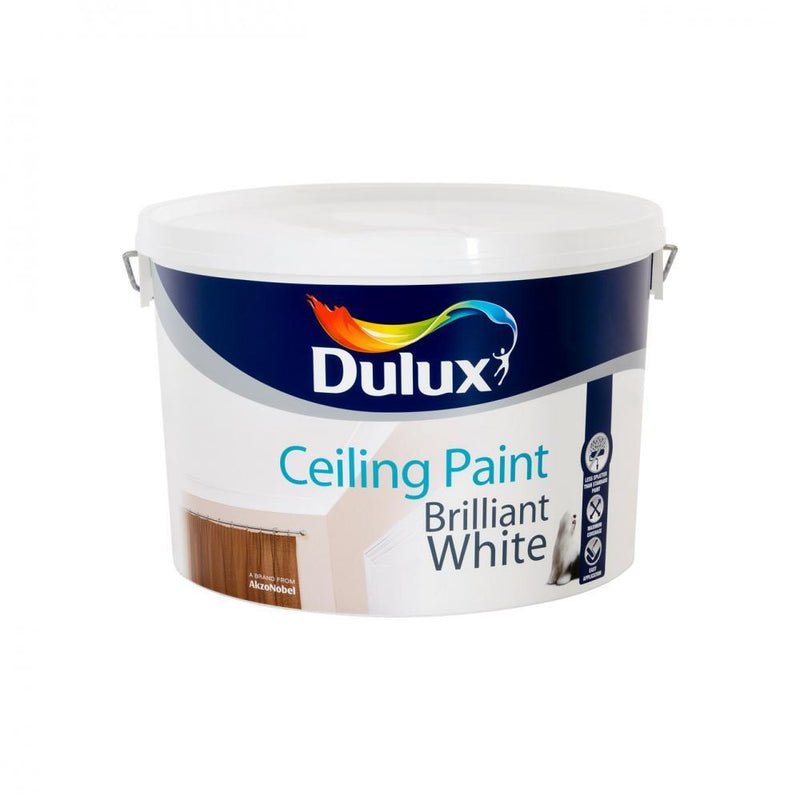 Dulux Ceiling Paint Matt Brilliant White - 10 Litre - WHITES - Beattys of Loughrea