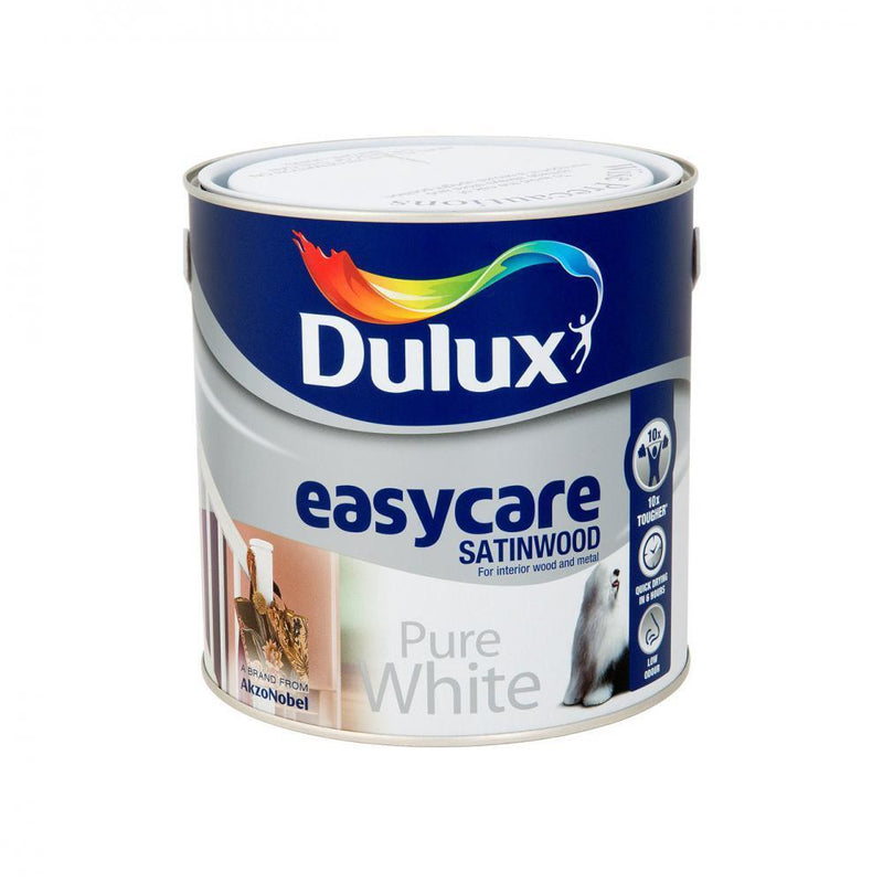 Dulux Easycare Satinwood Pure White Paint - 2.5 Litre - WHITES - Beattys of Loughrea