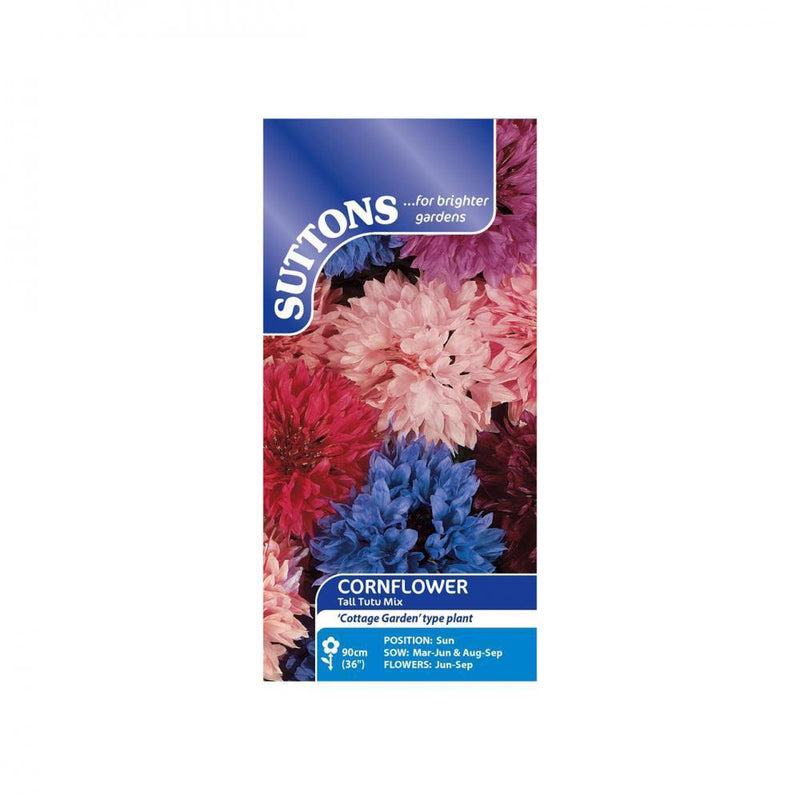 Suttons Cornflower Tall Tutu Mix Flower Seeds - SEED VEG & FLOWER - Beattys of Loughrea