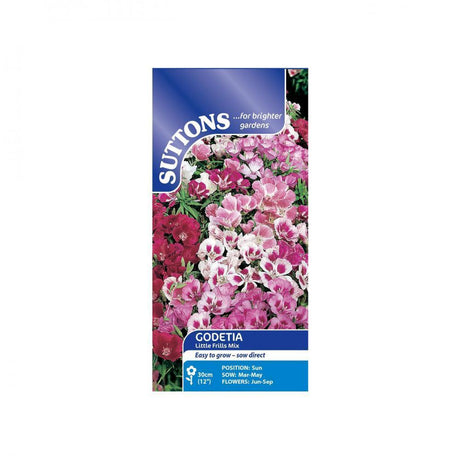 Suttons Godetia Little Frills Mixed 116688 - SEED VEG & FLOWER - Beattys of Loughrea