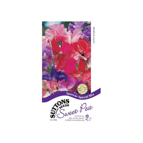 Suttons Sweet Pea Sm Spencer Vars 134250 - SEED VEG & FLOWER - Beattys of Loughrea