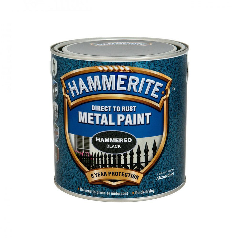 Hammerite Direct to Rust Hammered Finish Metal Paint 2.5ltr Black - METAL PAINTS - Beattys of Loughrea