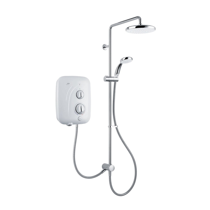 Mira Elite SE Dual Outlet Tank Fed Pumped Electric Shower - 9.8kw White & Chrome BS2020 - ELECTRIC SHOWER - Beattys of Loughrea