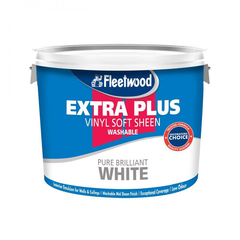 Fleetwood Extra Plus Soft Sheen 10 Litre - Brilliant White - WHITES - Beattys of Loughrea