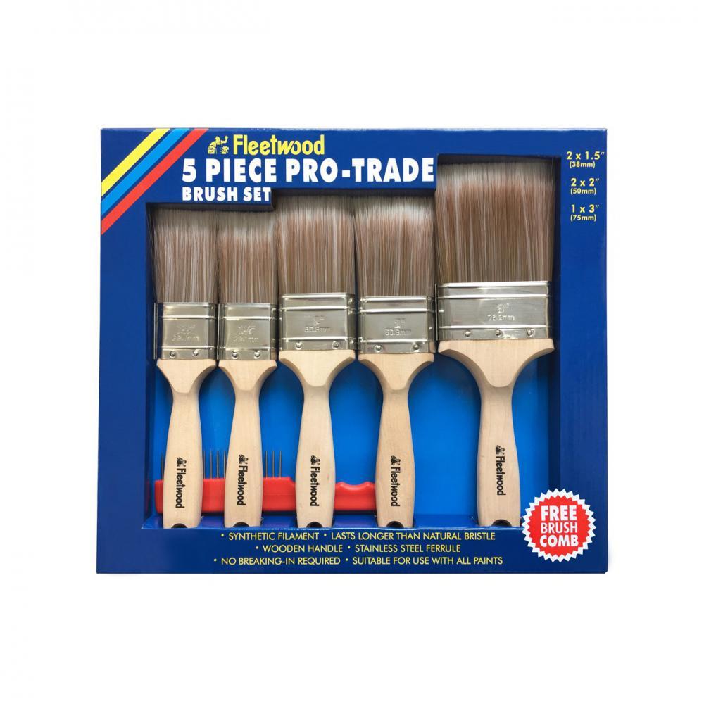 Fleetwood Pro-Trade Brush Set - 5 Piece - PAINT BRUSHES - Beattys of Loughrea