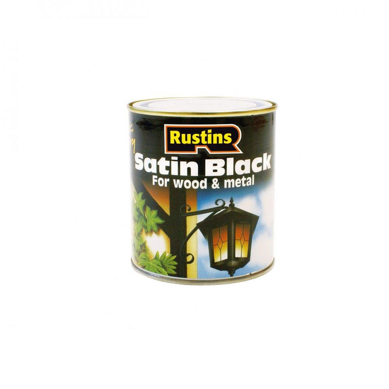 Rustins Quick Dry Black Paint Satin - 500ml - SPECIALITY PAINT/ACCESSORIES - Beattys of Loughrea