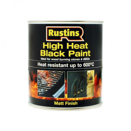 Rustins High Heat Black Paint - 500ml - SPECIALITY PAINT/ACCESSORIES - Beattys of Loughrea