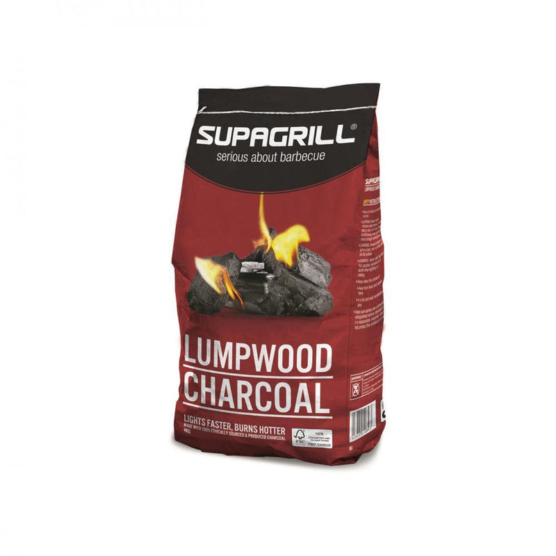 Supagrill Lumpwood Charcoal - 4kg - BBQ FUEL BBQ TOOLS, ACCESSORIES , TENT PEGS - Beattys of Loughrea