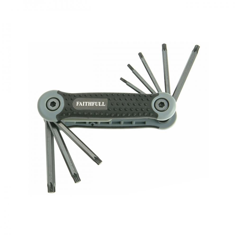 Faithfull Folding Torx Star Key Set T9-T40 - 8 Piece - ALLEN KEYS - Beattys of Loughrea