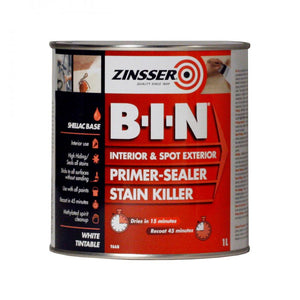 Zinsser B-I-N Primer Sealer - 1 Litre - EXTERIOR & WEATHERSHIELD - Beattys of Loughrea