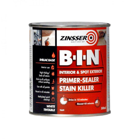 Zinsser B-I-N Primer Sealer - 500ml - EXTERIOR & WEATHERSHIELD - Beattys of Loughrea