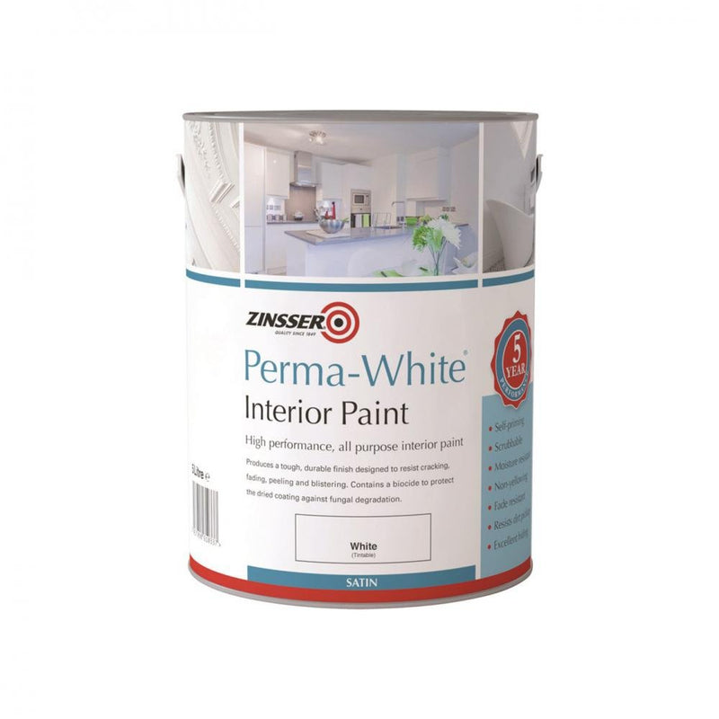 Zinsser Perma Interior Satin White Paint - 2.5 Litre - EXTERIOR & WEATHERSHIELD - Beattys of Loughrea
