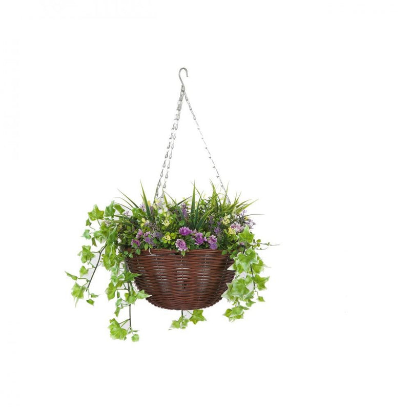 Faux Decor Lilac Hanging Easy Basket - SOLAR / GARDEN ORNAMENTS - Beattys of Loughrea