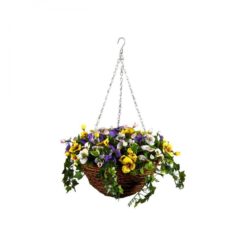 Faux Decor Pansy Hanging Easy Basket - FLOWERS - PAPER/PLASTIC - Beattys of Loughrea