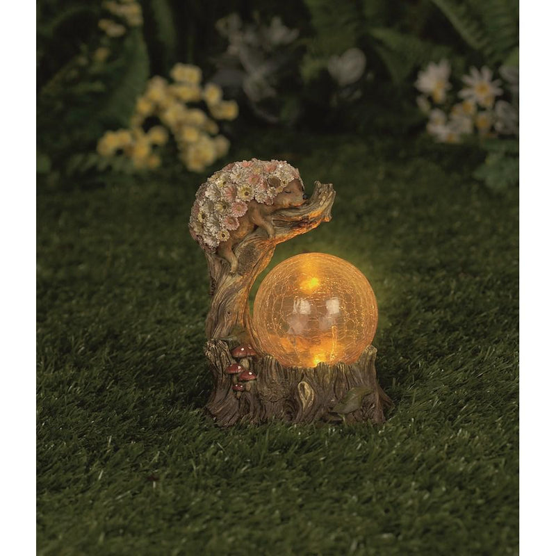 PRemingtonier Decorations Hedgehog with Crackled Glass Globe - SOLAR / GARDEN ORNAMENTS - Beattys of Loughrea