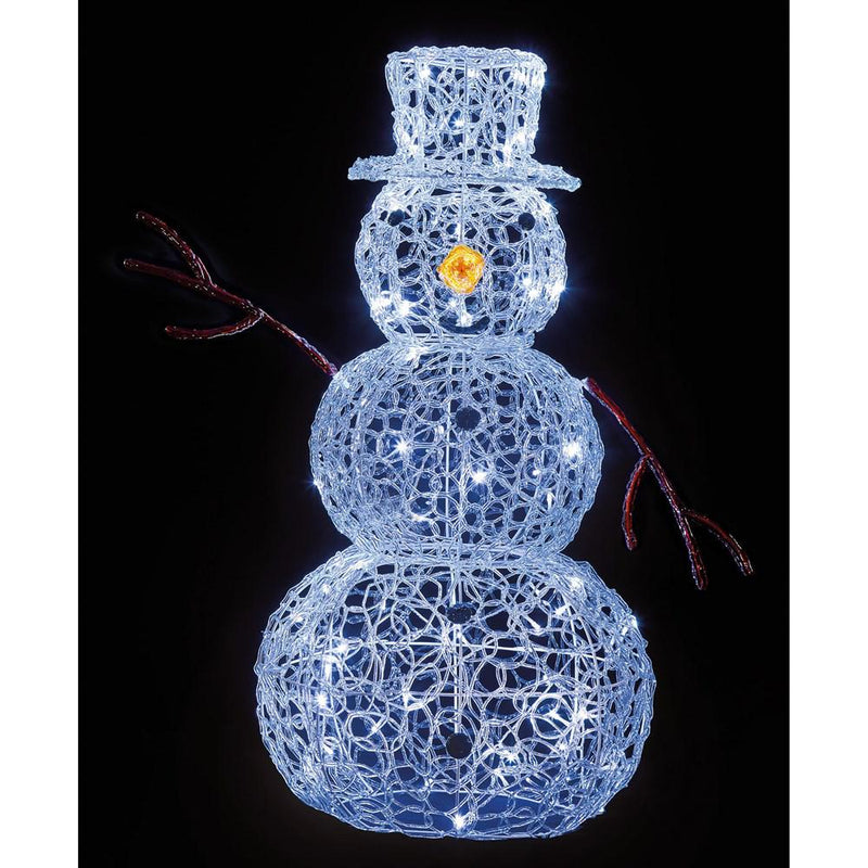 Premier Decorations LED Soft Acrylic Snowman White 80LED - 90cm - XMAS LIGHTED OUTDOOR DECOS - Beattys of Loughrea