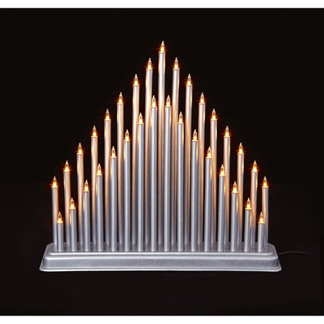 Modern 33 Light Candle Bridge Tower - Silver - XMAS CANDLE ARCHES LOGS - Beattys of Loughrea